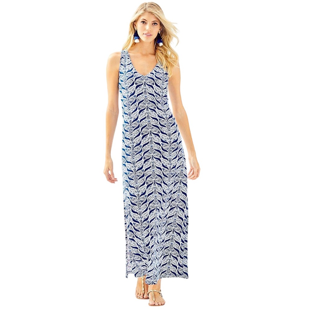 Lilly Pulitzer Kerri Maxi Slip On Slit Side A Mermaids Tale Dress US XL
